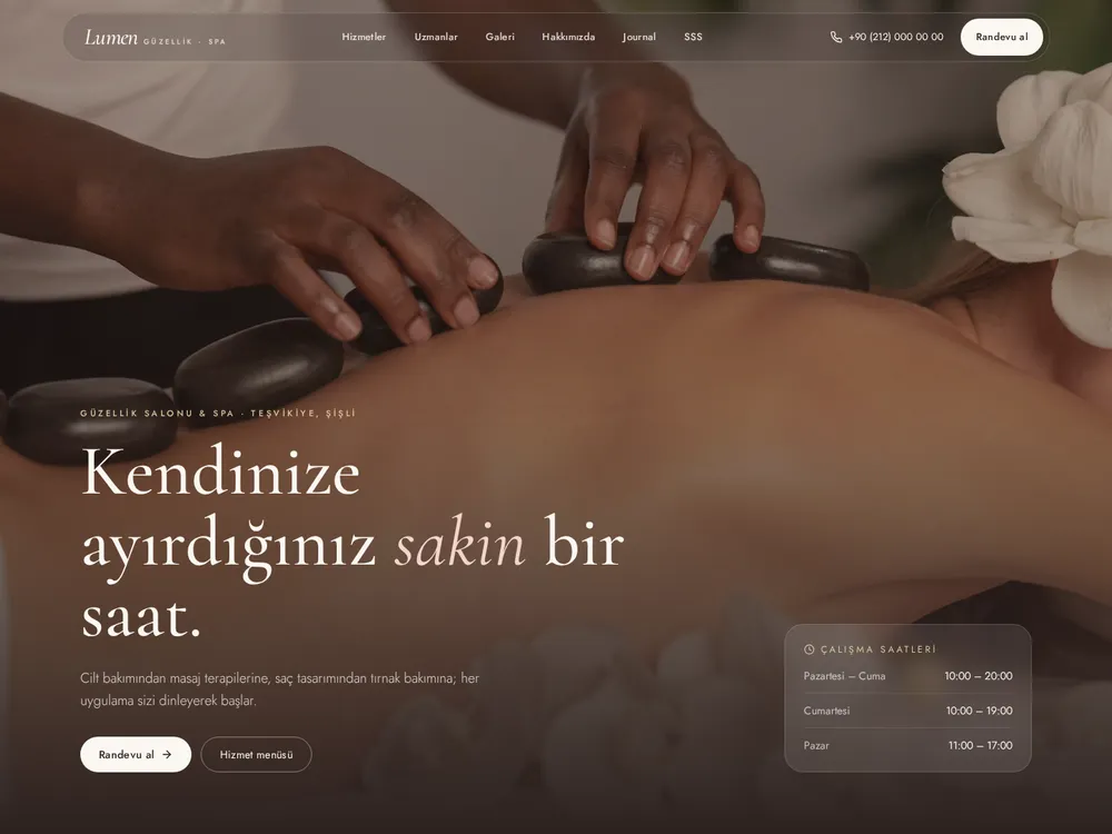 Lumen örnek kurumsal web sitesi ana sayfası