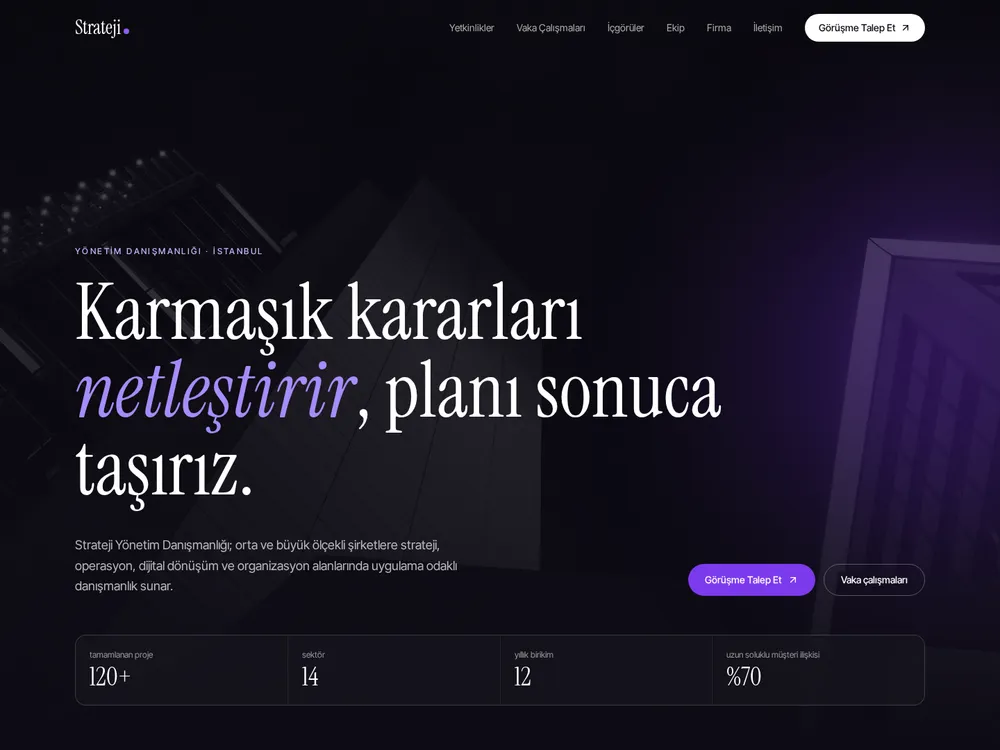 Strateji örnek kurumsal web sitesi ana sayfası