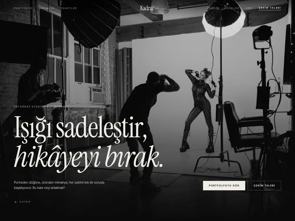 Kadraj örnek kurumsal web sitesi ana sayfası