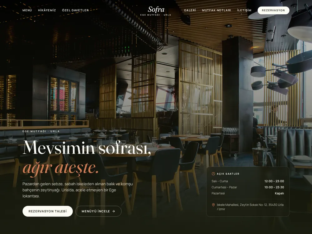 Sofra örnek kurumsal web sitesi ana sayfası