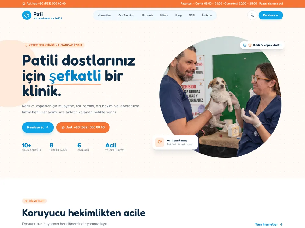 Pati örnek kurumsal web sitesi ana sayfası
