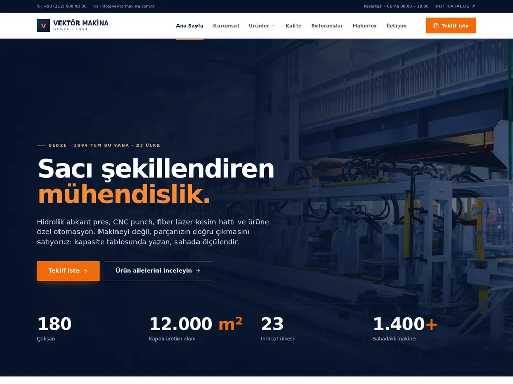 Vektör örnek kurumsal web sitesi ana sayfası